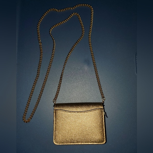 NWT COACH Mini Wallet Crossbody on a Chain, GOLD/GOLD Colorway RARE to find - Picture 3 of 10